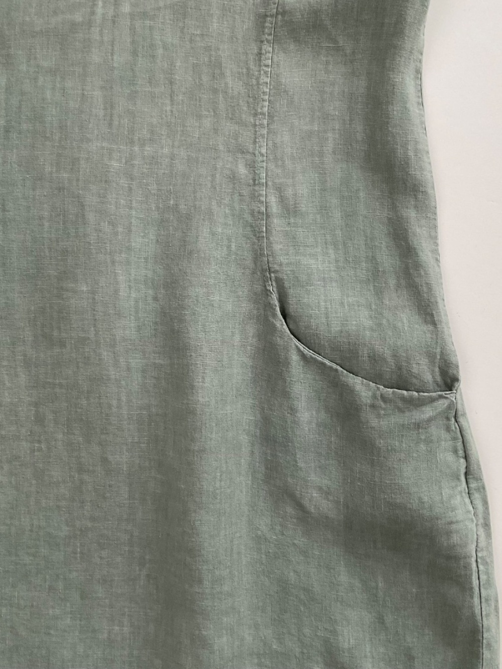 Lungo L'Arno Rosette 100% Linen Dress Sz L Sage Green Modest Coastal Mori Kei - Picture 7 of 10